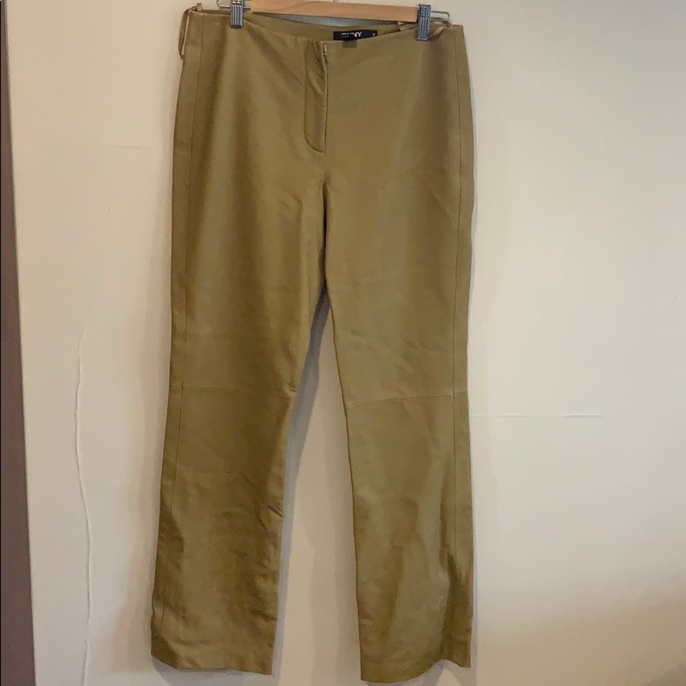 DKNY tan leather pants sz 12